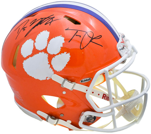 Trevor Lawrence & DJ D.J. Uiagalelei Autographed Clemson Tigers Orange Full Size Authentic Speed Helmet Fanatics Holo Stock #222828