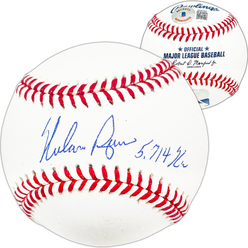 Nolan Ryan Autographed Official MLB Baseball Texas Rangers "5714 K's" Beckett BAS QR Stock #222829