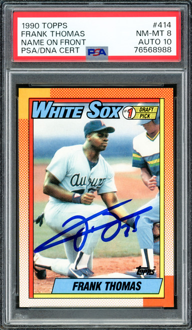 Frank Thomas Autographed 1990 Topps Rookie Card #414 Chicago White Sox PSA 8 Auto Grade Gem Mint 10 PSA/DNA Stock #222886