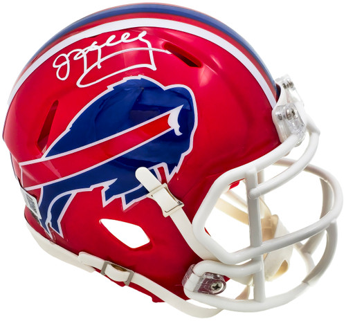 Jim Kelly Autographed Buffalo Bills Red 87-01 Throwback Speed Mini Helmet Beckett BAS Witness Stock #223735