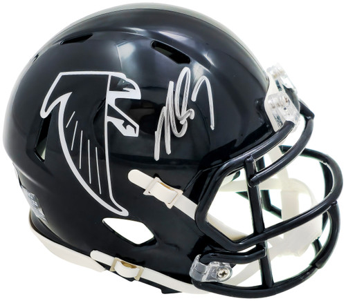 Michael Vick Autographed Atlanta Falcons Black 90-02 Throwback Rookie Year Speed Mini Helmet Beckett BAS Witness Stock #223737