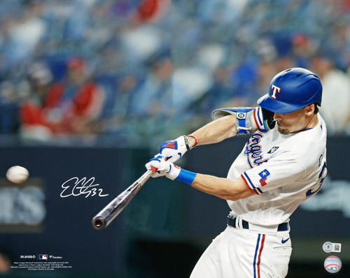 Evan Carter Autographed 16x20 Photo Texas Rangers Beckett BAS Witness Stock #224197