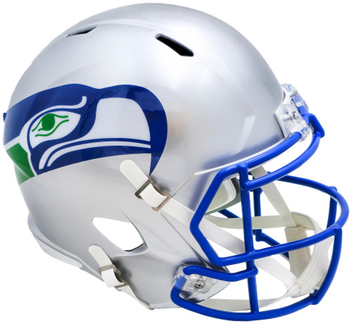 Unsigned Seattle Seahawks Silver Throwback 83-01 Full Size Replica Speed Helmet Stock #224198