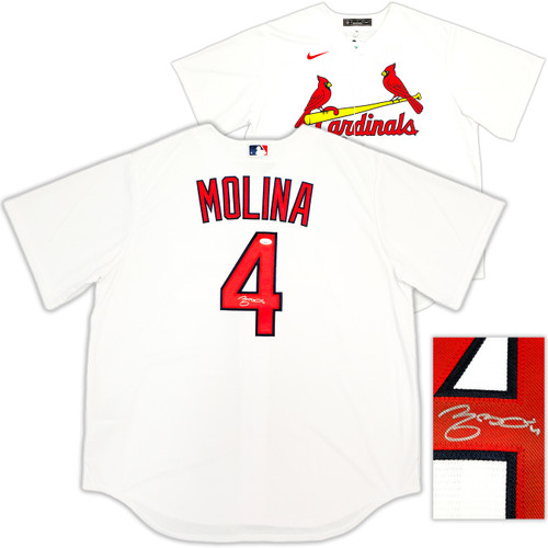 St. Louis Cardinals Yadier Molina Autographed White Nike Jersey Size XL JSA Stock #224686