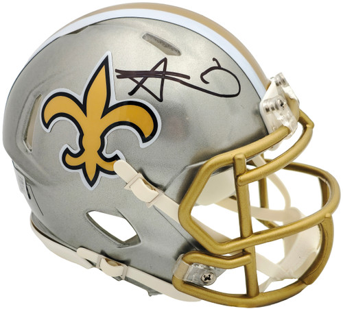 Alvin Kamara Autographed New Orleans Saints Flash Gray Speed Mini Helmet Beckett BAS Witness Stock #224756