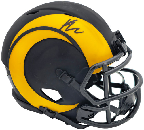 Kyren Williams Autographed Los Angeles Rams Eclipse Black Speed Mini Helmet Beckett BAS Witness Stock #224758