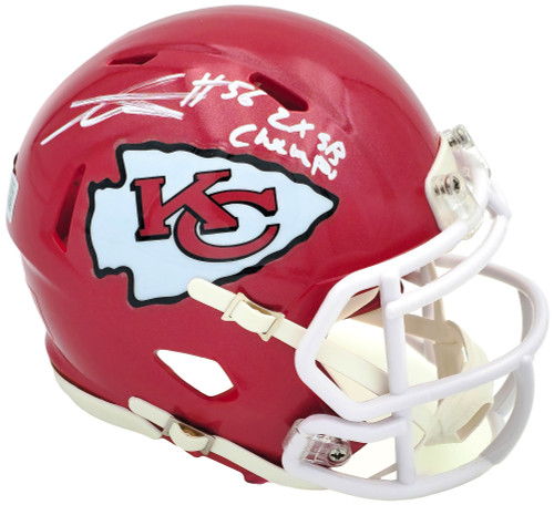 George Karlaftis Autographed Kansas City Chiefs Red Speed Mini Helmet "2x SB Champs" Beckett BAS Witness Stock #224840