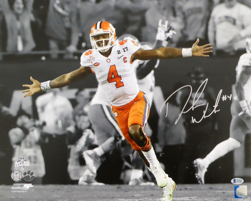 Deshaun Watson Autographed 16x20 Photo Clemson Tigers In Silver Beckett BAS Stock #113780