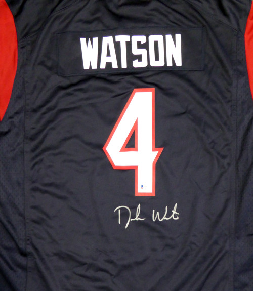 Houston Texans Deshaun Watson Autographed Blue Nike Jersey Size XXL Beckett BAS Stock #121899