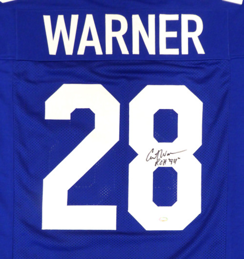 Seattle Seahawks Curt Warner Autographed Blue Jersey "ROH 94" MCS Holo Stock #124669