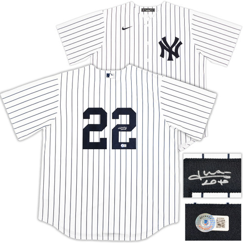 New York Yankees Juan Soto Autographed White Pinstripes Nike Jersey Size XL Beckett BAS QR Stock #226402