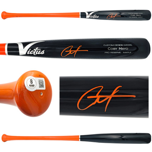 Coby Mayo Autographed Black Victus Player Model Baseball Bat Baltimore Orioles Beckett BAS Witness Stock #225834