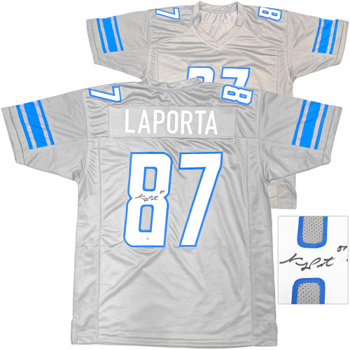 Detroit Lions Sam LaPorta Autographed Gray Jersey Beckett BAS Witness Stock #225899