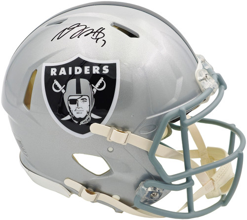 Davante Adams Autographed Las Vegas Raiders Silver Full Size Authentic Speed Helmet Beckett BAS Witness Stock #226395