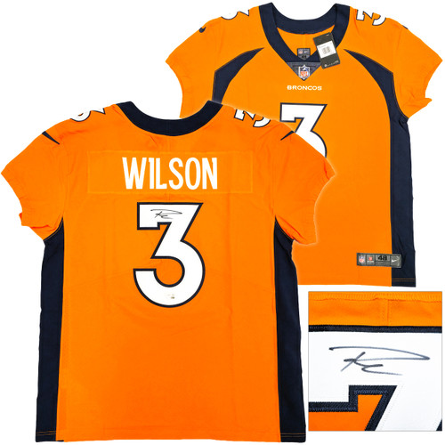 Denver Broncos Russell Wilson Autographed Orange Nike Elite Jersey Size 48 Fanatics Holo Stock #227955