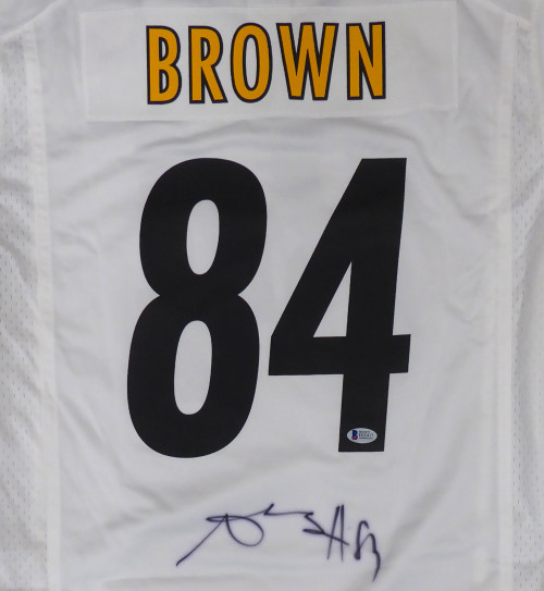 Pittsburgh Steelers Antonio Brown Autographed White Nike Jersey Size L (Signature Bleeding) Beckett BAS Stock #126634