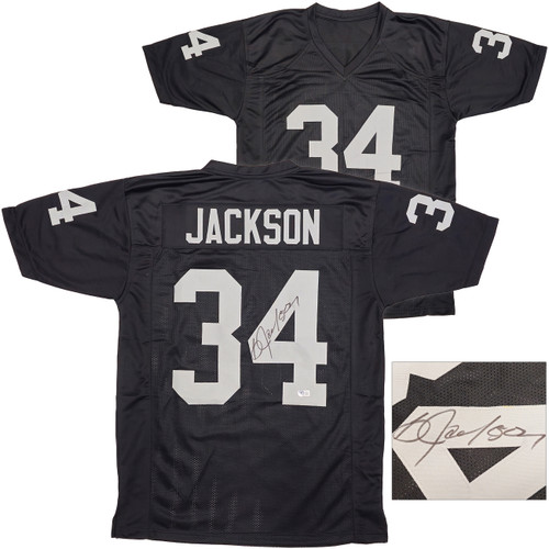 Oakland Raiders Bo Jackson Autographed Black Jersey Beckett BAS Witness Stock #226423