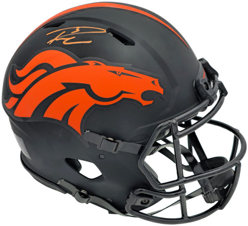 Russell Wilson Autographed Denver Broncos Eclipse Black Full Size Authentic Speed Helmet Fanatics Holo Stock #227931