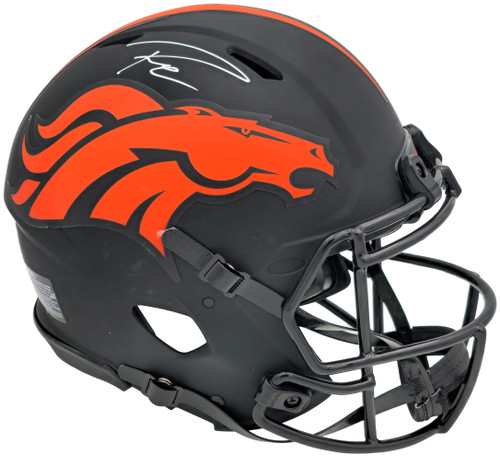 Russell Wilson Autographed Denver Broncos Eclipse Black Full Size Authentic Speed Helmet Fanatics Holo Stock #227932