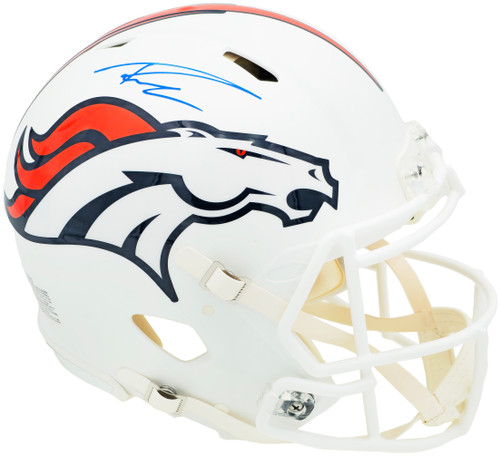 Russell Wilson Autographed Denver Broncos Flat Matte White Full Size Authentic Speed Helmet Fanatics Holo Stock #227935