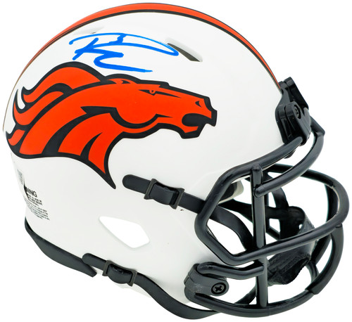 Russell Wilson Autographed Denver Broncos Lunar Eclipse White Speed Mini Helmet Fanatics Holo Stock #227947