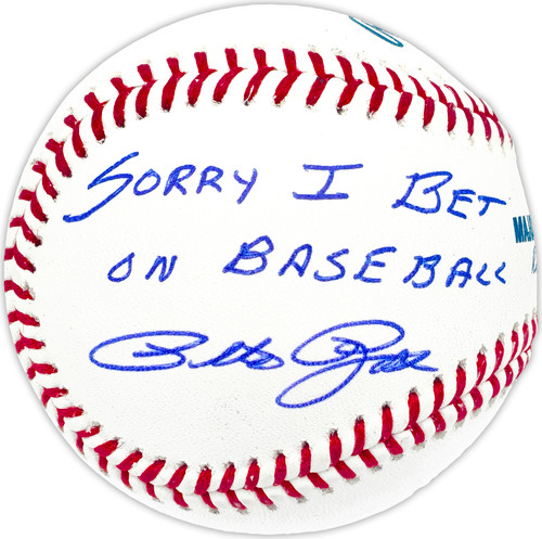 Pete Rose Autographed Official MLB Baseball Cincinnati Reds "Sorry I Bet On Baseball" JSA Stock #227965