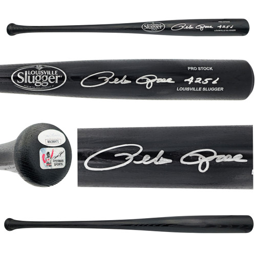 Pete Rose Autographed Black Louisville Slugger Pro Stock Baseball Bat Cincinnati Reds "4256" JSA Stock #228076