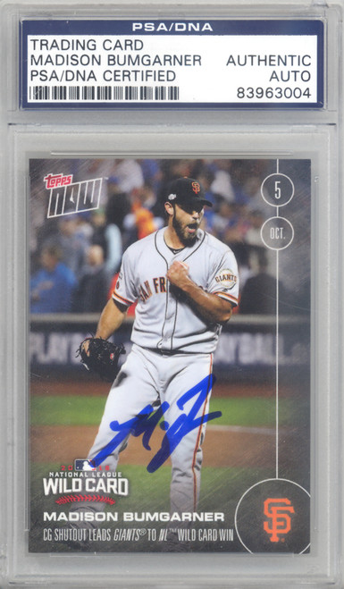 Madison Bumgarner Autographed 2016 Topps Now Card #543-A San Francisco Giants PSA/DNA Stock #128989