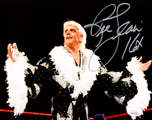 Ric Flair Autographed 8x10 Photo WWE "16x" JSA Stock #228786