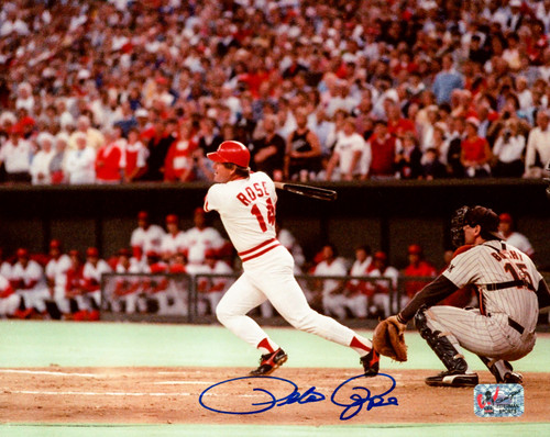 Pete Rose Autographed 8x10 Photo Cincinnati Reds Hit King PR Holo Stock #229037