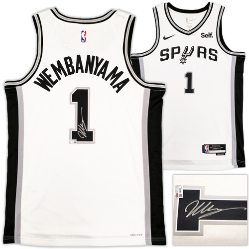 San Antonio Spurs Victor Wembanyama Autographed White Nike Swingman Association Edition Jersey Size 48 Fanatics Holo Stock #229514