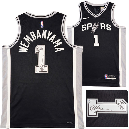 San Antonio Spurs Victor Wembanyama Autographed Black Nike Swingman Icon Edition Jersey Size 48 "2023 #1 Pick" Fanatics Holo Stock #229515