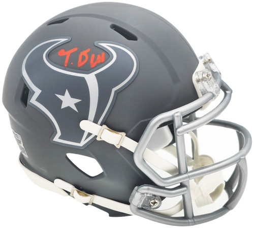 Tank Dell Autographed Houston Texans Slate Gray Speed Mini Helmet Beckett BAS QR Stock #229521