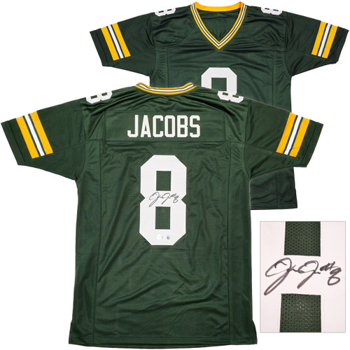 Green Bay Packers Josh Jacobs Autographed Green Jersey Beckett BAS Witness Stock #229523
