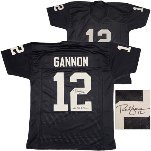 Oakland Raiders Rich Gannon Autographed Black Jersey "NFL MVP 2002" Beckett BAS Witness Stock #230003