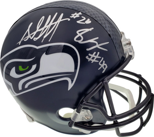 Shaquem & Shaquill Griffin Autographed Seattle Seahawks Full Size Replica Helmet In Silver MCS Holo Stock #134367