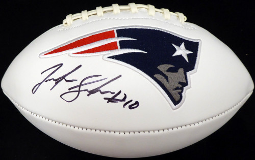 Josh Gordon Autographed New England Patriots White Logo Football Beckett BAS Stock #139560