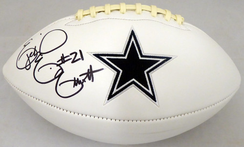 Ezekiel Elliott Autographed Dallas Cowboys White Logo Football Beckett BAS Stock #143243