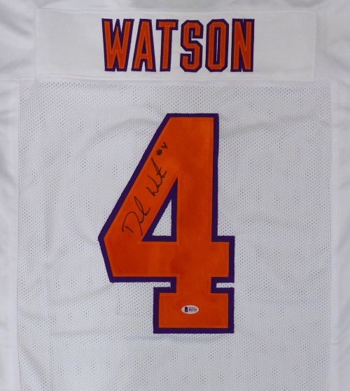 Clemson Tigers Deshaun Watson Autographed White Jersey Beckett BAS Stock #145325