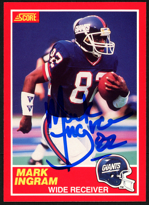 Mark Ingram Sr. Autographed 1989 Score Rookie Card #204 New York Giants Stock #148071