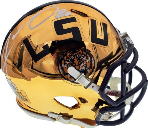 Jarvis Landry Autographed LSU Tigers Chrome Gold Speed Mini Helmet Beckett BAS Stock #152102
