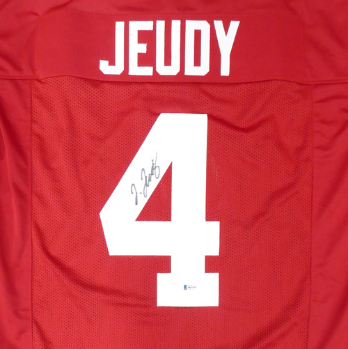 Alabama Crimson Tide Jerry Jeudy Autographed Red Jersey Beckett BAS Stock #159236