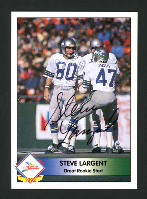 Steve Largent Autographed 1992 Pacific Card Seattle Seahawks Stock #177112