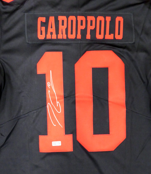 San Francisco 49ers Jimmy Garoppolo Autographed Black Nike Vapor Twill Jersey Size L TriStar Holo Stock #177432