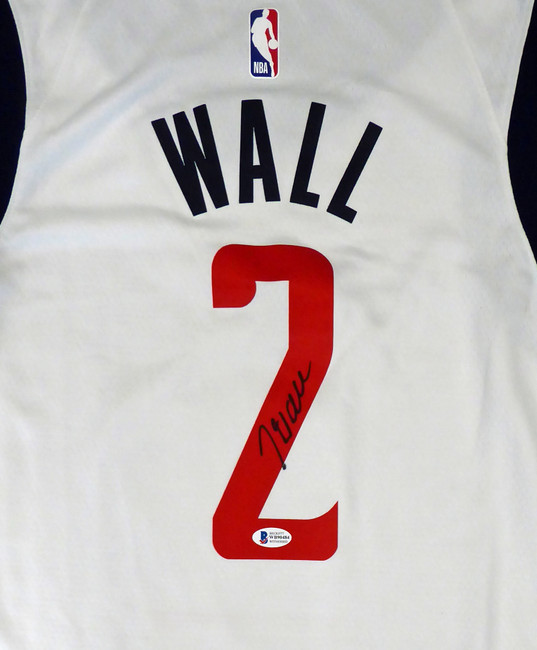 Washington Wizards John Wall Autographed White Nike Swingman Jersey DC Logo Size XL Beckett BAS Stock #182247
