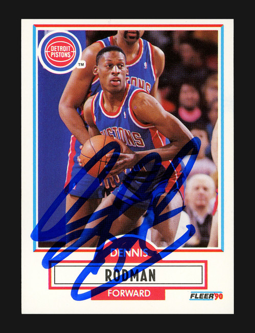 Dennis Rodman Autographed 1990-91 Fleer Card #59 Detroit Pistons Stock #190466