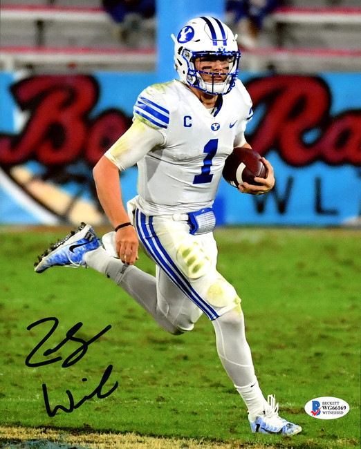 Zach Wilson Autographed 8x10 Photo BYU Cougars Beckett BAS Stock #191143