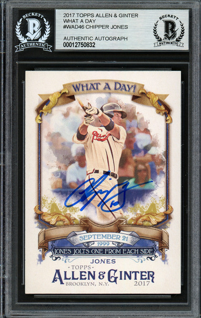 Chipper Jones Autographed 2017 Topps Allen & Ginter What A Day Card #WAD-46 Atlanta Braves Beckett BAS Stock #193140