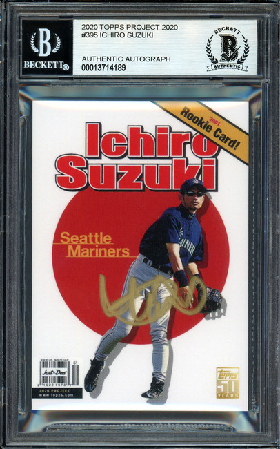 Ichiro Suzuki Autographed Topps Project 2020 Don C Card #395 Seattle Mariners Gold #/10 Beckett BAS Stock #201152