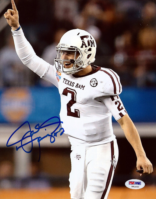 Johnny Manziel Autographed 8x10 Photo Texas A&M Aggies PSA/DNA RookieGraph Stock #74206